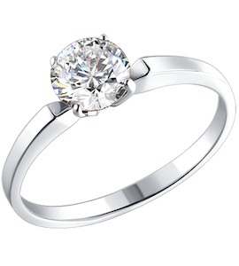 Помолвочное кольцо из белого золота с фианитом 014651