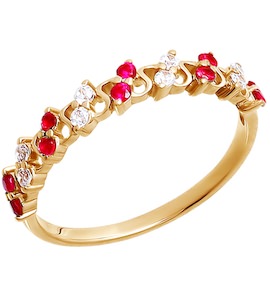 Кольцо из золота с красными фианитами 015851