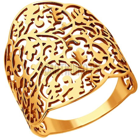 Золотое кольцо с алмазной обработкой 016000