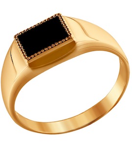 Перстень с чёрным ониксом 016156