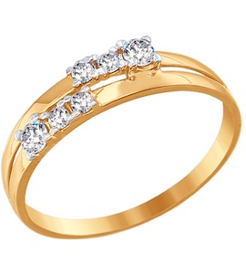 Кольцо из золота с фианитами 016595