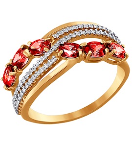Кольцо из золота с красными фианитами 016613