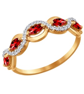 Кольцо из золота с красными фианитами 016648