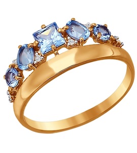 Кольцо из золота с голубыми фианитами 016668