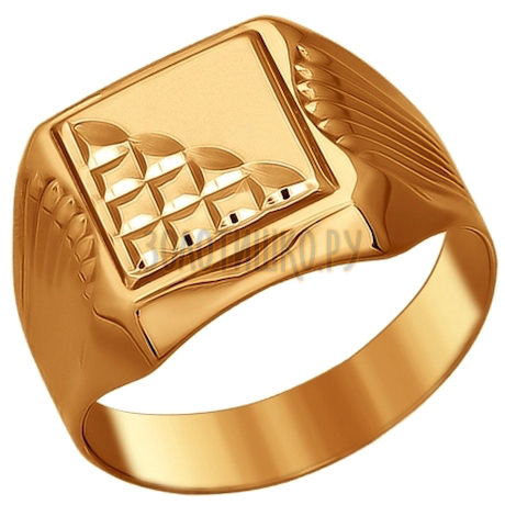 Печатка из золота с алмазной гранью 016686
