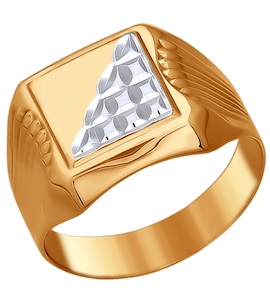 Печатка из золота с алмазной гранью 016687