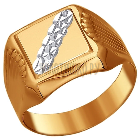 Печатка из золота с алмазной гранью 016688