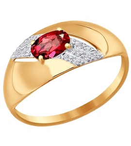 Кольцо из золота с красным фианитом 016735