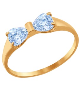 Кольцо из золота с голубыми фианитами 016795