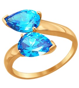 Кольцо из золота с голубыми фианитами 016973