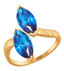 Кольцо из золота с голубыми фианитами 016982