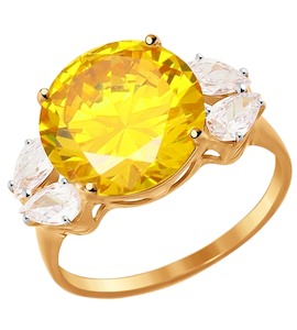 Кольцо из золота с крупным фианитом 016987