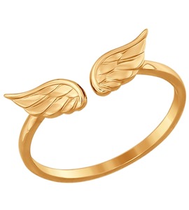 Тонкое золотое кольцо «Крылья» 017025
