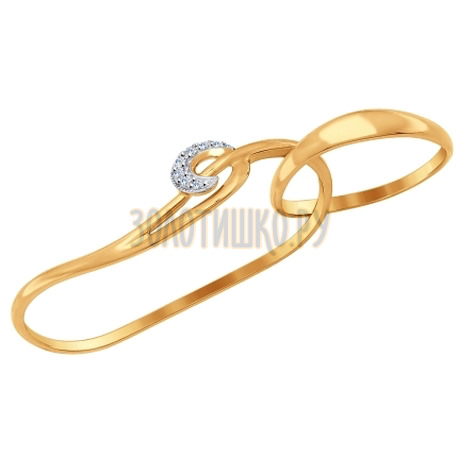 Кольцо на два пальца из золота с фианитами 017056