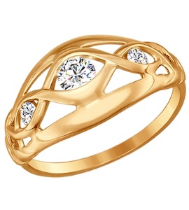 Кольцо из золота с фианитами 017143