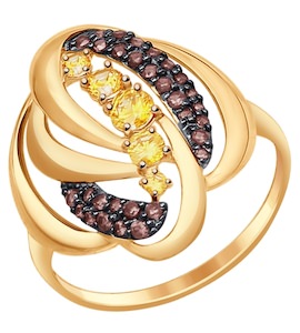 Кольцо из золота с коричневыми фианитами 017331