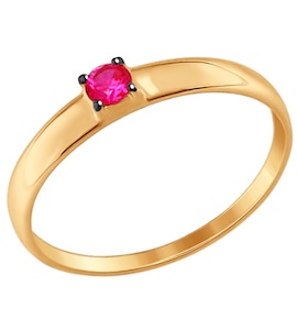 Кольцо из золота с красным фианитом 017381