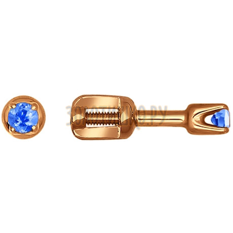 Серьги-пусеты из золота с голубыми фианитами 021945