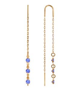 Серьги-цепочки из золота с голубыми фианитами 022808