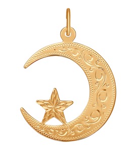 Подвеска мусульманская из золота с алмазной гранью и гравировкой 032219