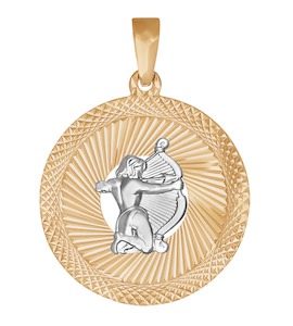 Подвеска знак зодиака из комбинированного золота с алмазной гранью «Стрелец» 032333