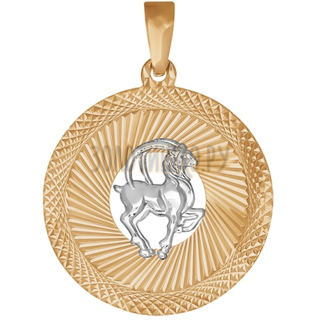 Подвеска знак зодиака из комбинированного золота с алмазной гранью «Козерог» 032334