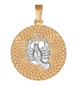 Подвеска знак зодиака из комбинированного золота с алмазной гранью «Рак» 032340