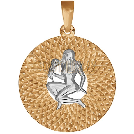 Подвеска знак зодиака из комбинированного золота с алмазной гранью «Дева» 032342