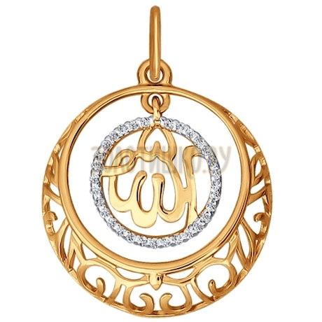 Подвеска мусульманская из золота с фианитами 034441
