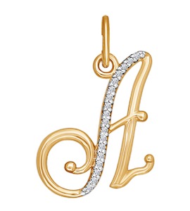 Подвеска-буква «А» из золота с фианитами 034526
