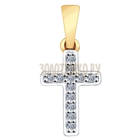 Крест из золота с фианитами 034851