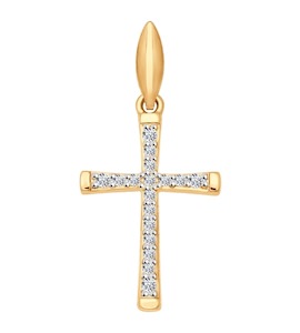 Крест из золота с фианитами 034856
