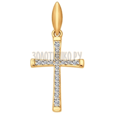 Крест из золота с фианитами 034856