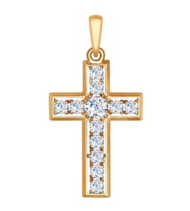 Крест из золота с фианитами 035114