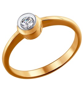 Кольцо из комбинированного золота с бриллиантом 1010054