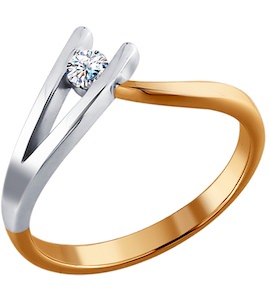 Комбинированное кольцо для помолвки с бриллиантом 1010057