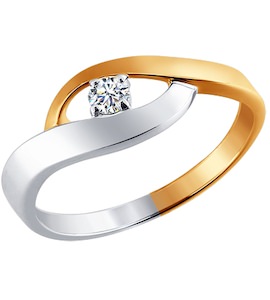 Комбинированное золотое кольцо с бриллиантом 1010070