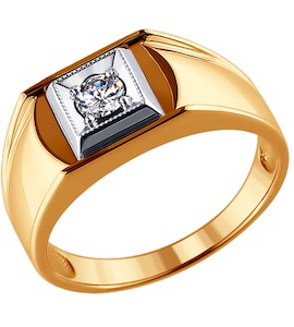 Кольцо из комбинированного золота с бриллиантом 1010103