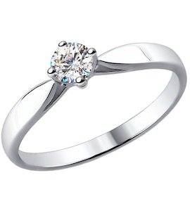 Помолвочное кольцо из белого золота с бриллиантом 1010139