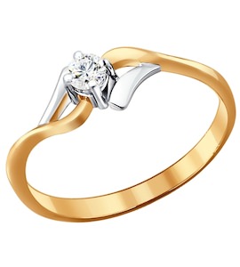 Кольцо из комбинированного золота с бриллиантом 1010173