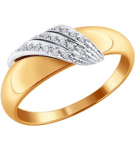 Кольцо из белого и красного золота с бриллиантами 1010221