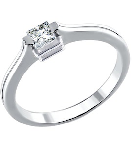Помолвочное кольцо из белого золота с бриллиантом 1010315