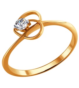 Кольцо с бриллиантом из золота 1010452
