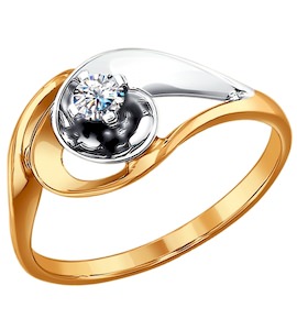 Кольцо из комбинированного золота с бриллиантом 1010677