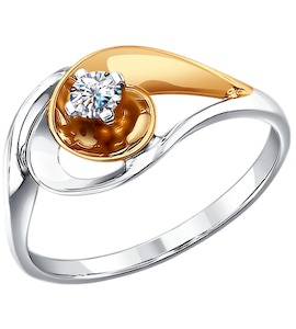 Кольцо из комбинированного золота с бриллиантом 1010678