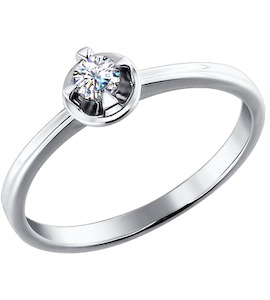 Помолвочное кольцо из белого золота c бриллиантом в круглом касте 1010745