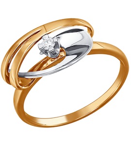 Кольцо из комбинированного золота с бриллиантом 1010819