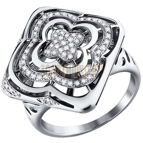 Ажурное кольцо c бриллиантами 1011030