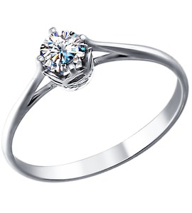 Помолвочное кольцо из белого золота с бриллиантами 1011043