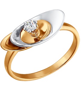 Кольцо из комбинированного золота с бриллиантом 1011229
